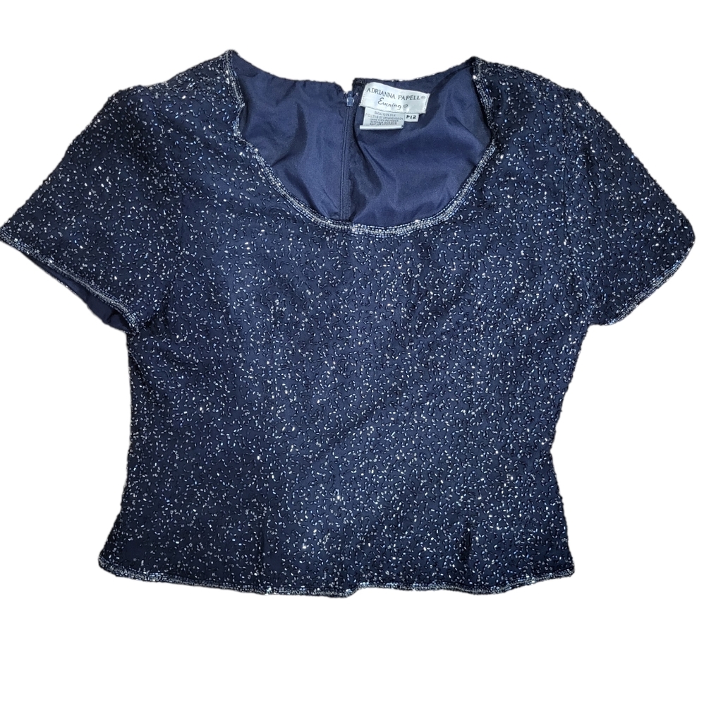 Womens Adrianna Papell embellished beaded top size 12P